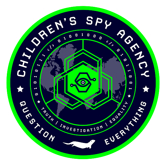 Children's Spy Agency logo, a green and navy circular badge reading Question Everything