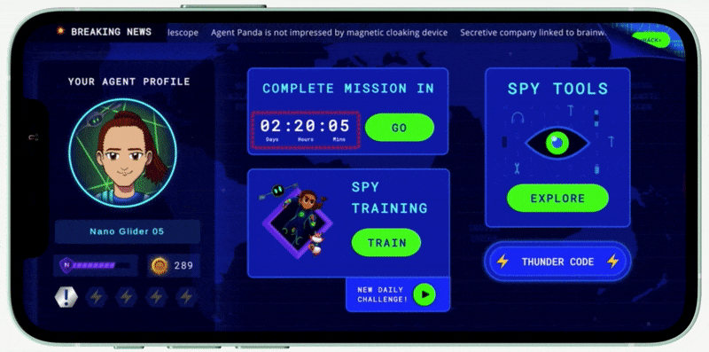 Animated recording of the CSA Mobile home screen in use
