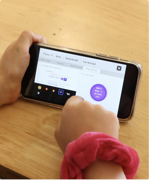 A child playing the CSA Mobile hackmode game on a phone