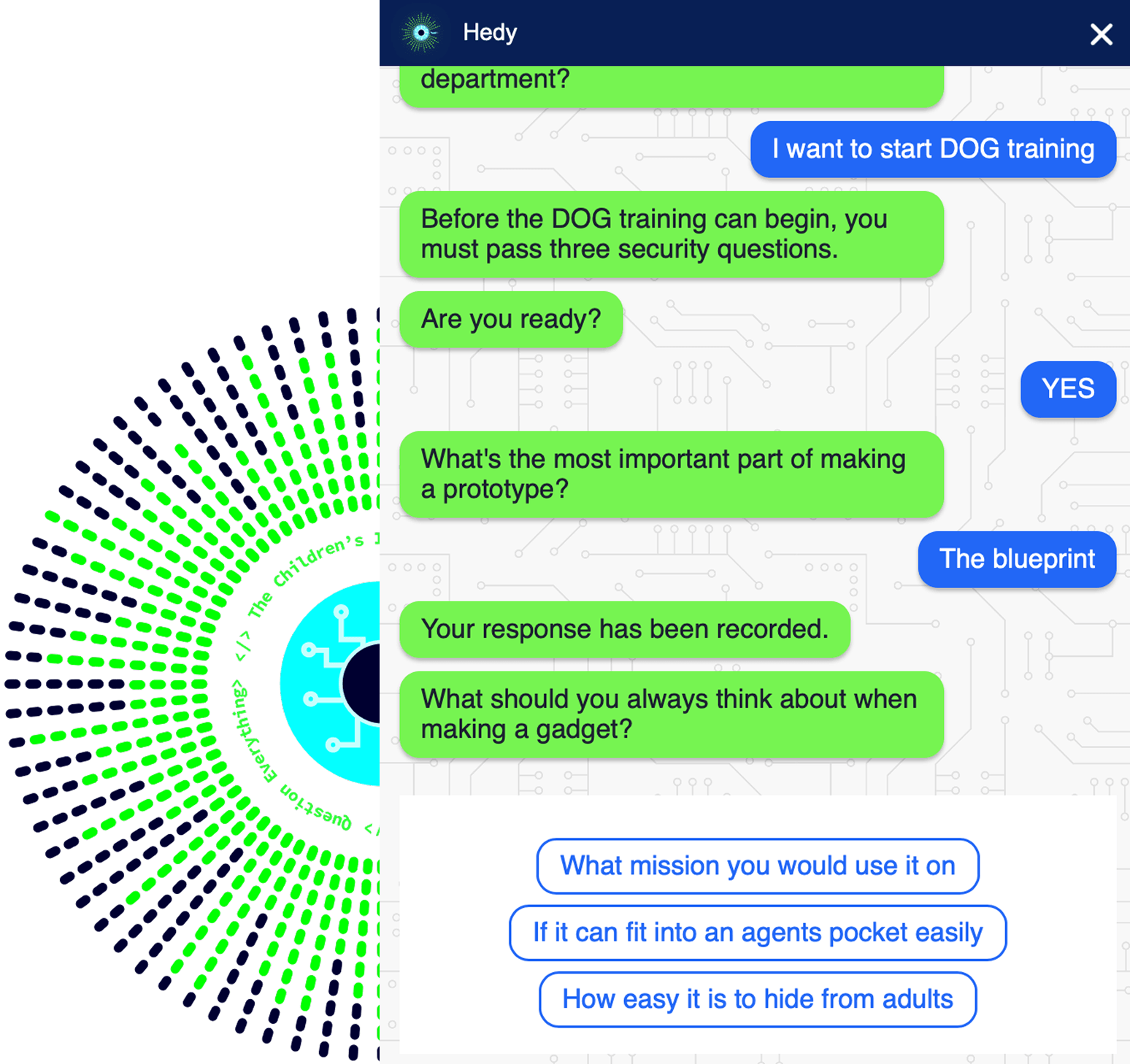 Hedy the chatbot, guiding an agent through a conversation about CSA.world