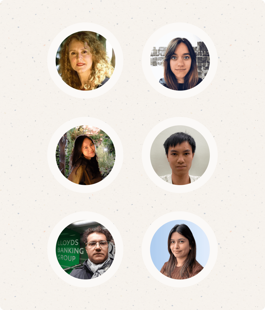 Portrait photos of the 5 team members who worked on the project