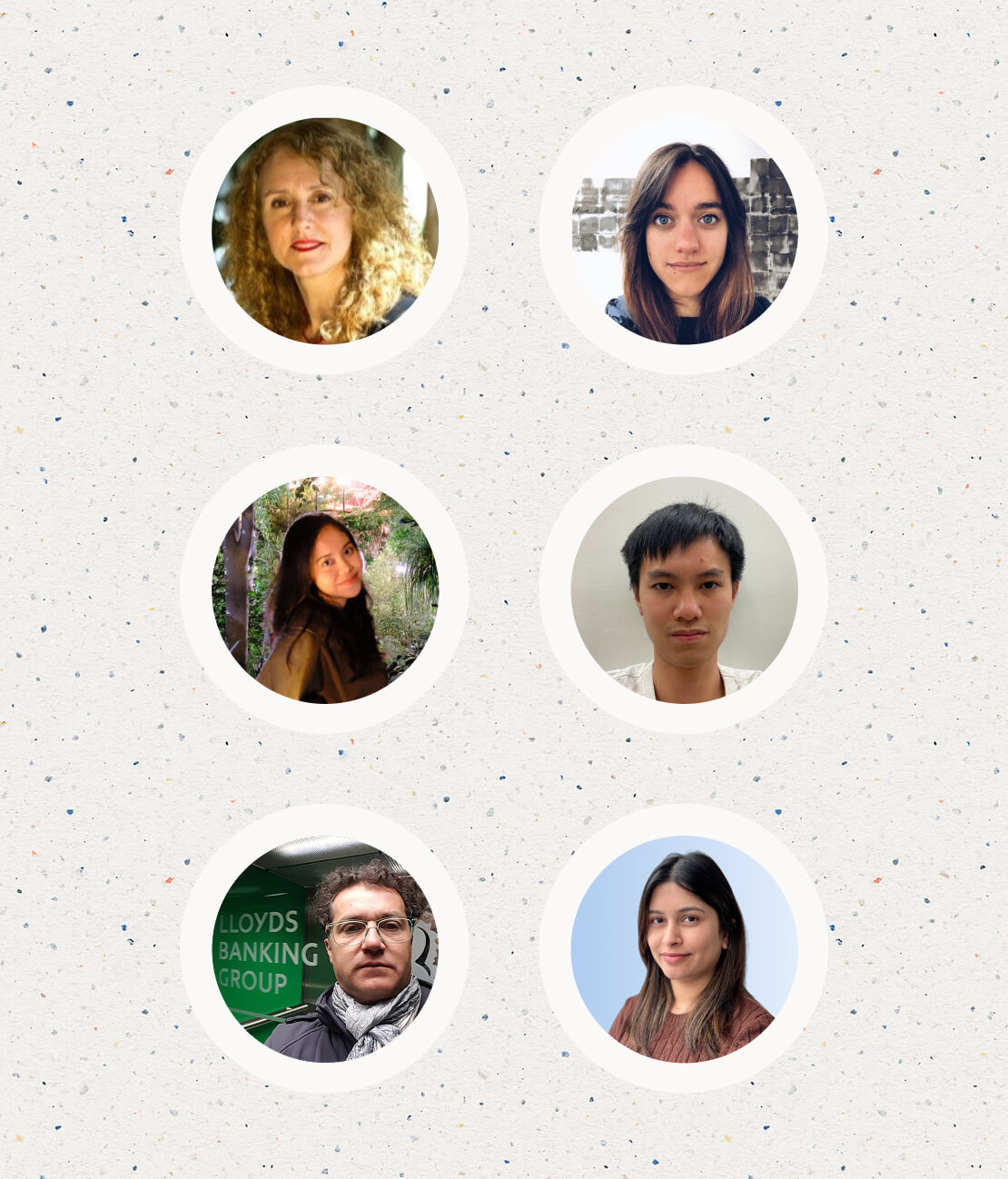 Portrait photos of the 5 team members who worked on the project