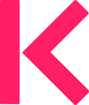 The K logo mark in pink